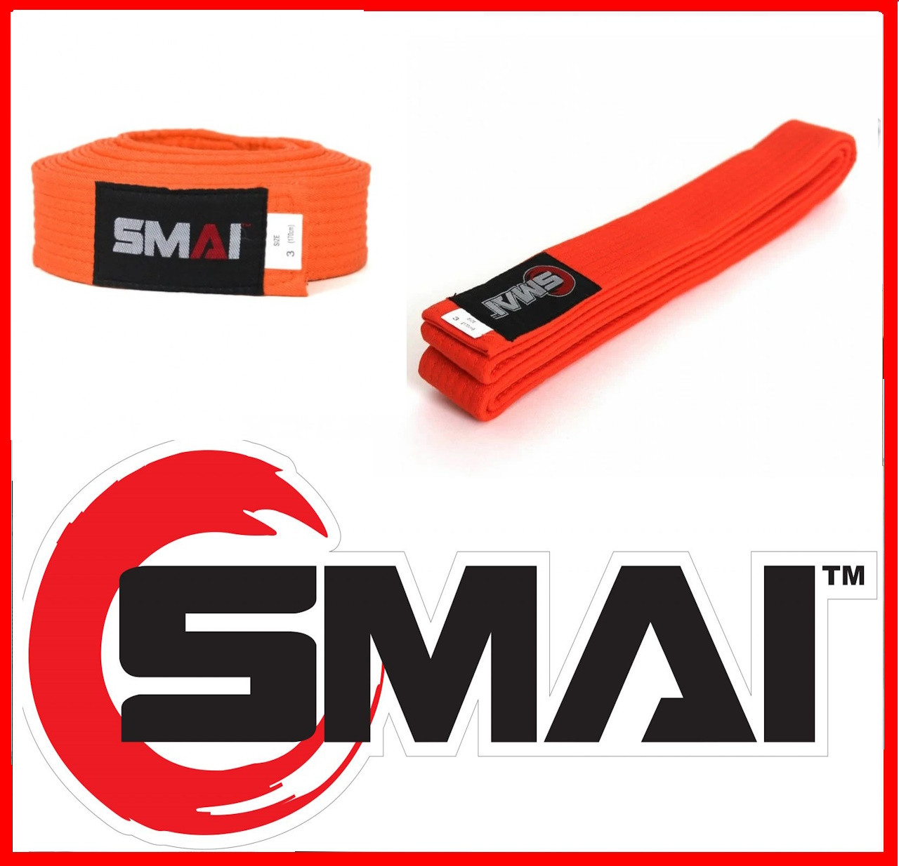 Пояс кімоно помаранчевий SMAI SMB001Q для карате тхеквондо айкідо джиу-джитсу та інших бойових мистецтв