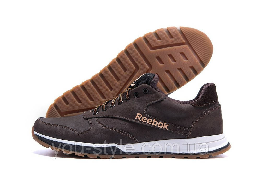 Чоловічі шкіряні демісезонні кросівки Reebok коричневі