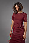 Силуетне мідіплаття з драпіруванням — бордо-колір, XL (є розміри), фото 3