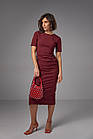 Силуетне мідіплаття з драпіруванням — бордо-колір, XL (є розміри), фото 8
