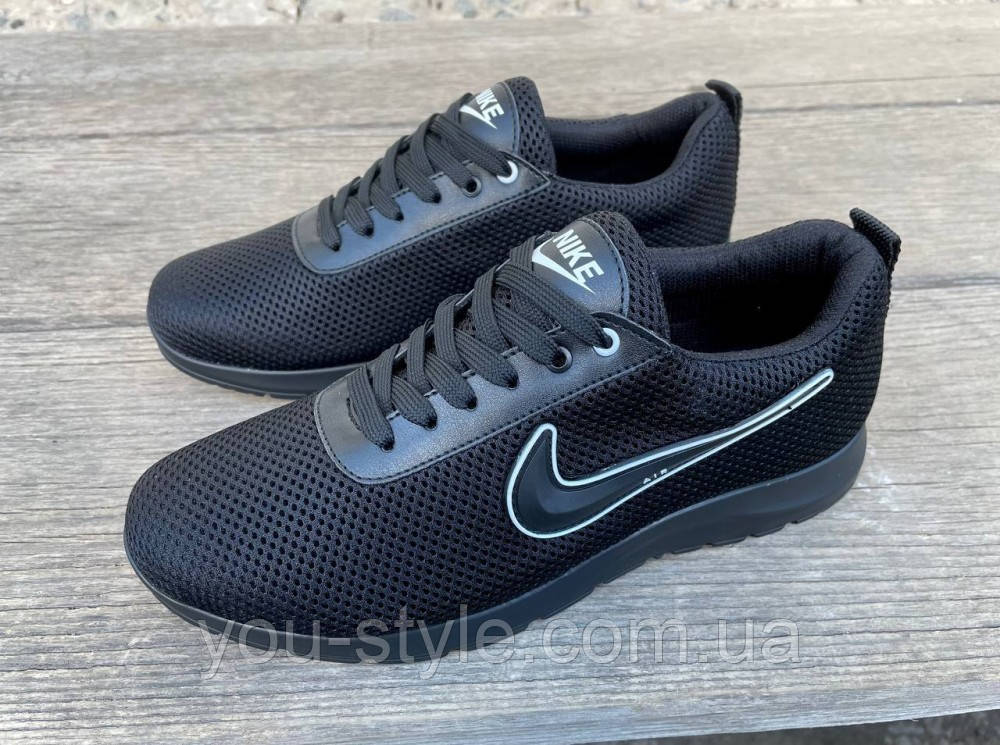 Кросівки літні сітка Nike колір чорний, білий, фото 1