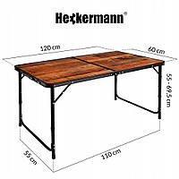 Садовый стол раскладной со стульями Heckermann 120×60см, Стол для пикника складной, Туристический стол
