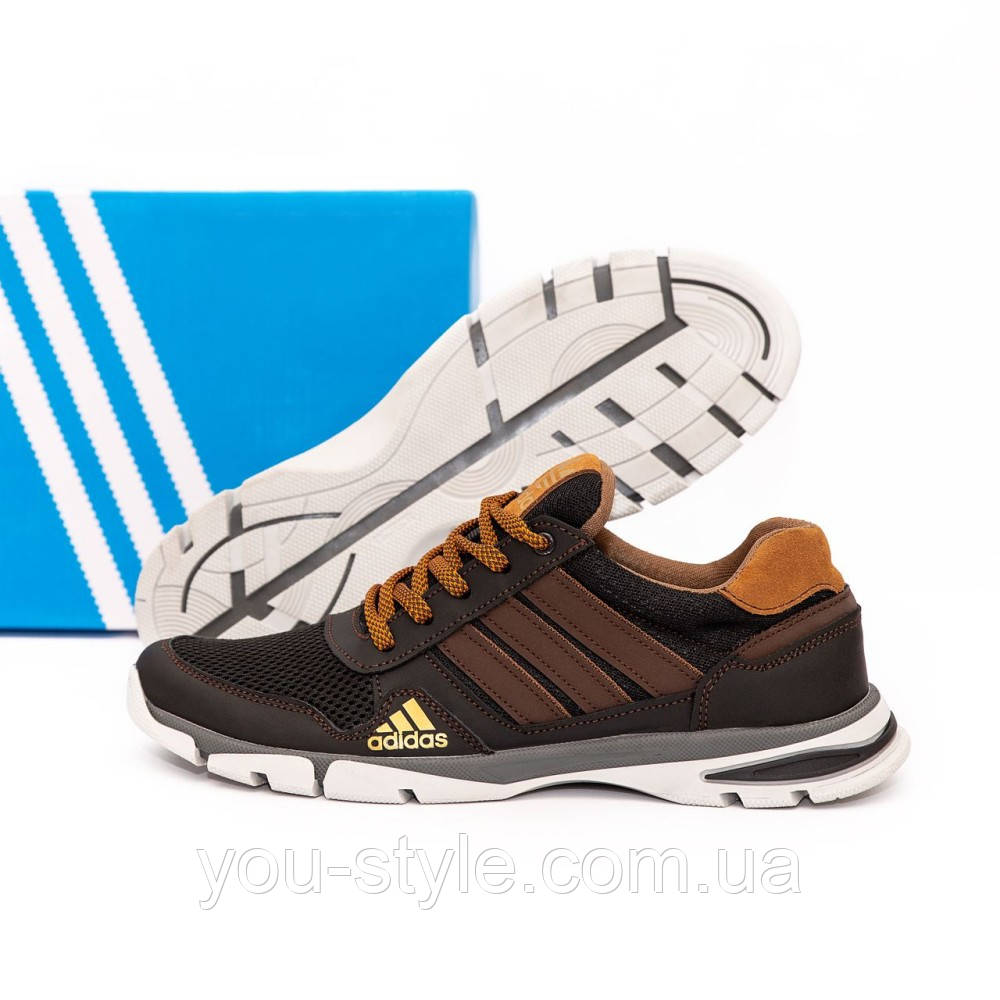 Кросівки літні Adidas сітка чорний, коричневий, фото 1