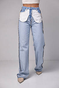 Жіночі джинси з ефектом навиворіт — блакитний колір, 38р (є розміри)