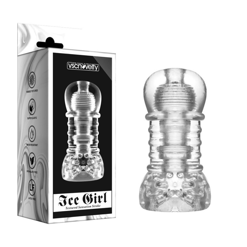 Прозорий мастурбатор для чоловіків Ice Girl Textured Sensation Stroker, фото 1