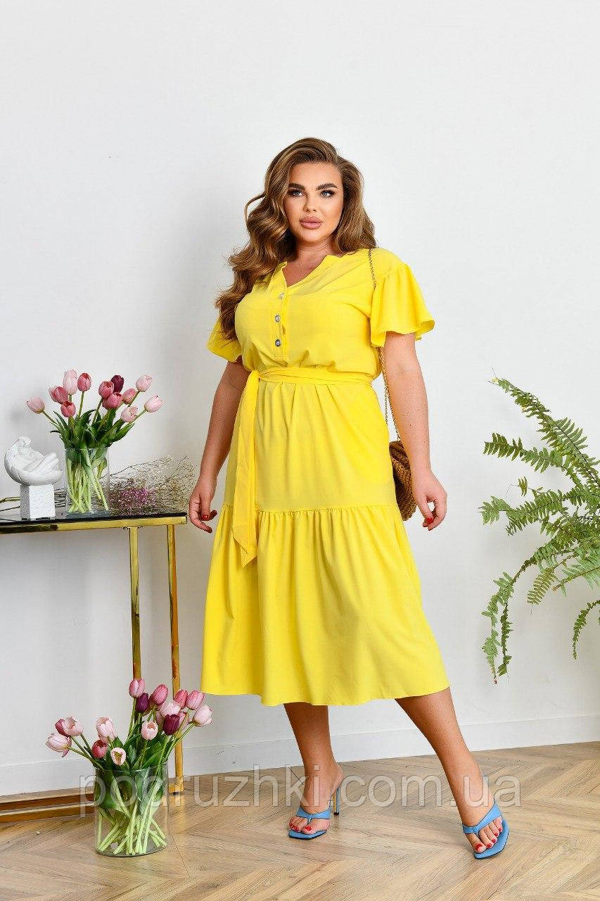 Жіноча літня сукня міді довжини Тканина софт Розміри 50-52,54-56,58-60,62-64, фото 1