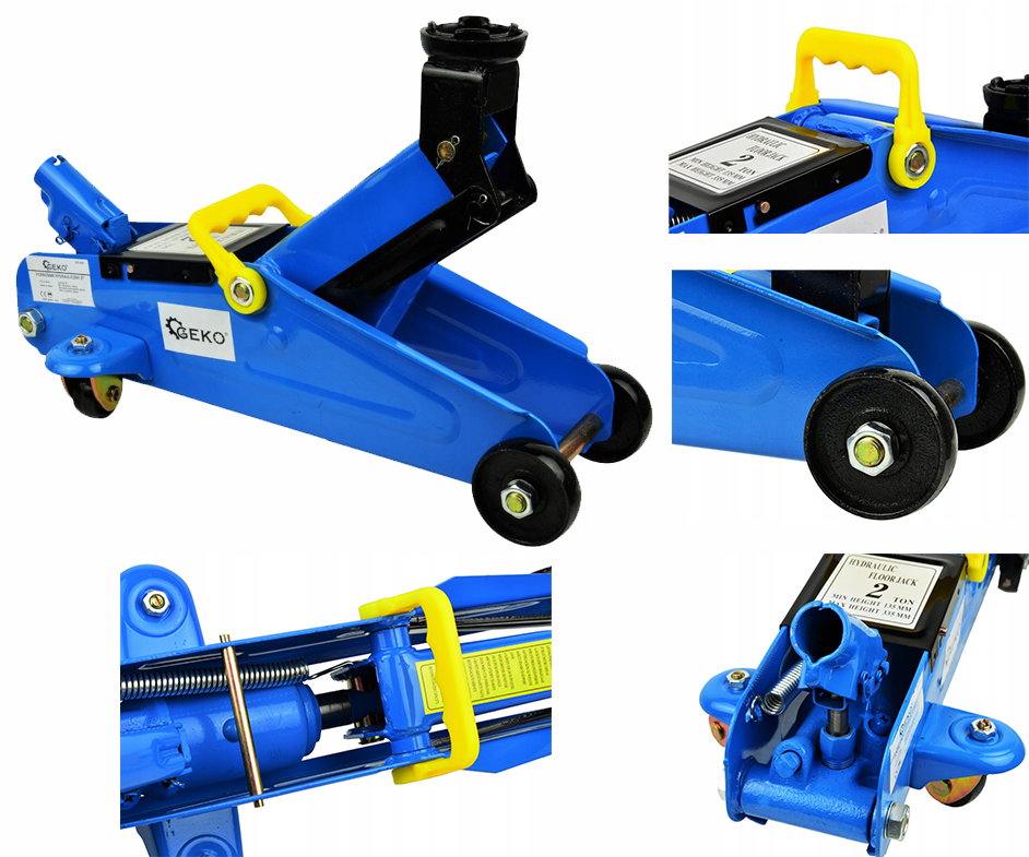 Домкрат гідравлічний підкатний Geko G01069 2Т 130мм-300мм домкрат із низьким профілем для гаража