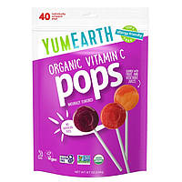 Органические леденцы с Витамином C YumEarth organic pops vitamin C ассорти 40 леденцов 248 г