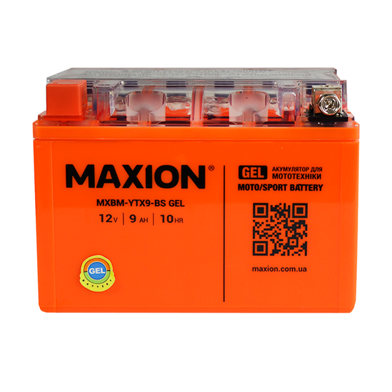 Акумулятор мото GEL 12V 9 Ah (YTX9-BS) 120А MAXION