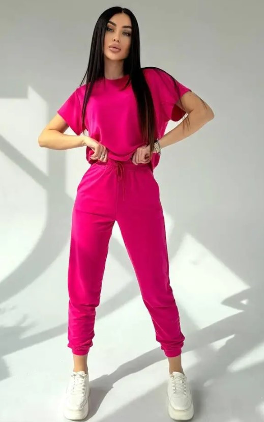 Костюм (футболка +джогери) AO240 Рожевий S/M