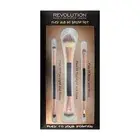 Makeup Revolution, Brush Flex & Go Brush Set, набор кистей для макияжа, 3 шт. (6303209)