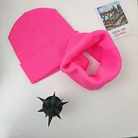 Комплект шапка с хомутом Luxyart унисекс размер подростковый розовый (OL-010) NB, код: 6670607