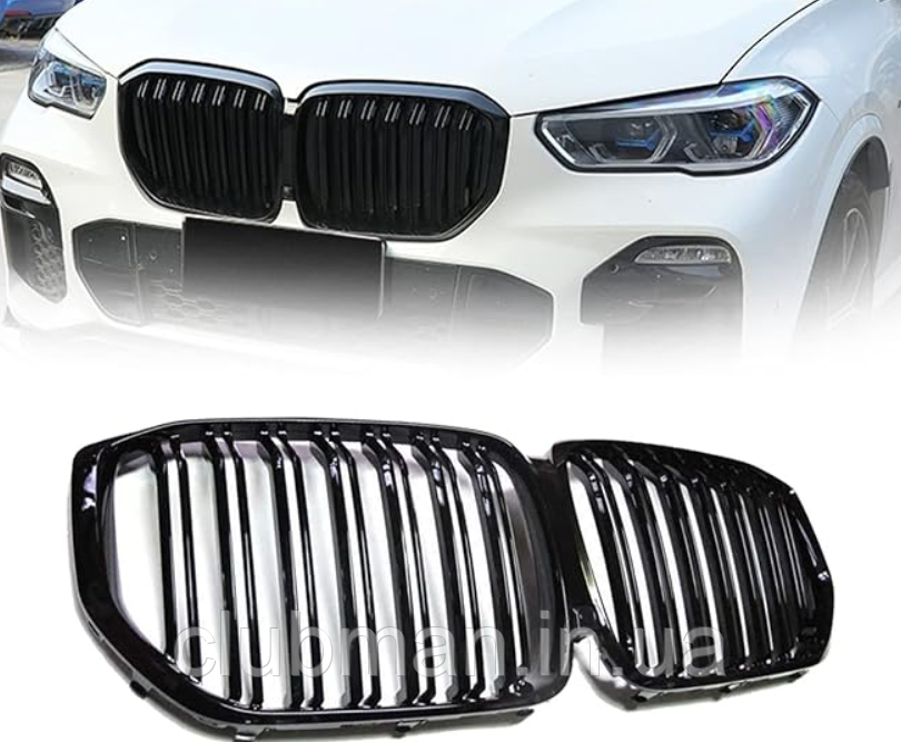 Решітка ноздрі для BMW (БМВ) X5 series G05 (2018-...) Глянець 2 ребра