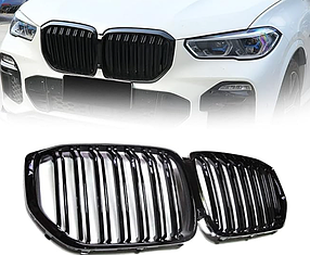 Решітка ноздрі для BMW (БМВ) X5 series G05 (2018-...) Глянець 2 ребра