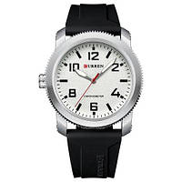 Мужские кварцевые наручные часы для левши Curren 8454 Silver-White