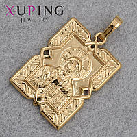 Иконка образ Иисуса Христа фирмы Xuping Jewelry медицинское золото золотистого цвета размер изделия 30х20 мм