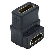 Перехідник гніздо HDMI - роз'єм HDMI, gold, кутовий (в блістері)