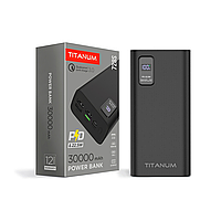 Акумуляторна батарея зовнішня PowerBank Titanum TPB-728-S-B 30000mAh PD 22.5W (usb, microUSB, type-c)