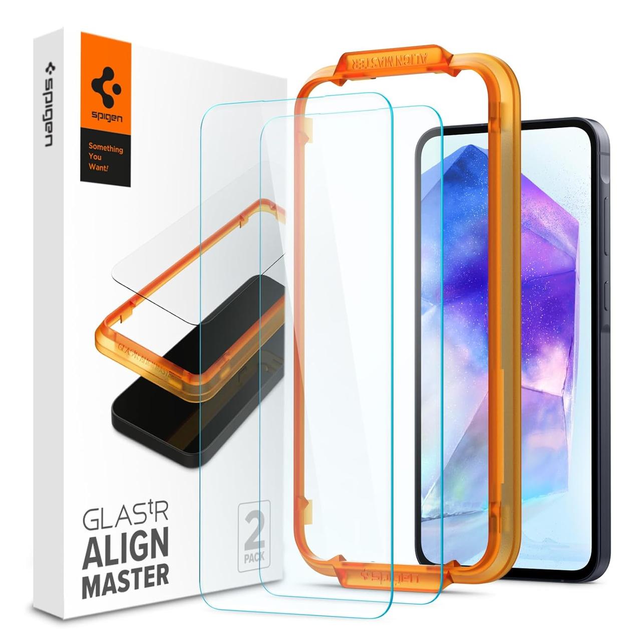 Захисне скло Spigen для Samsung Galaxy A55 - AlignMaster (2 шт), Clear (AGL07775)