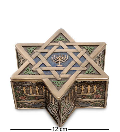 Скринька Veronese Зірка Давида 12х10х5 см 1904565 полістоун покритий бронзою