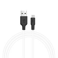 HOCO X21 USB AM на Micro Silicone 2,1A/1,0m Black&White
