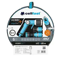 Поливальний набір Cellfast HOBBY ATS2™ шланг 1/2" 20 м + комплект з'єднувачів ERGO (16-209)
