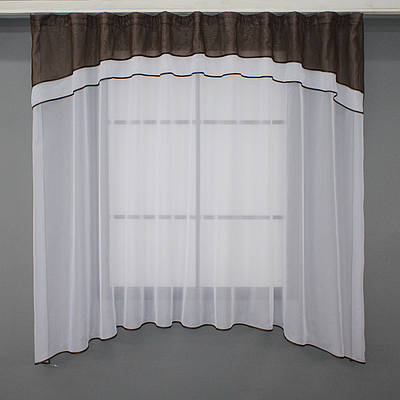 Гардина (270х170см.), арка на кухню з шифону. Колір білий з венге. Код 036к 52-0785