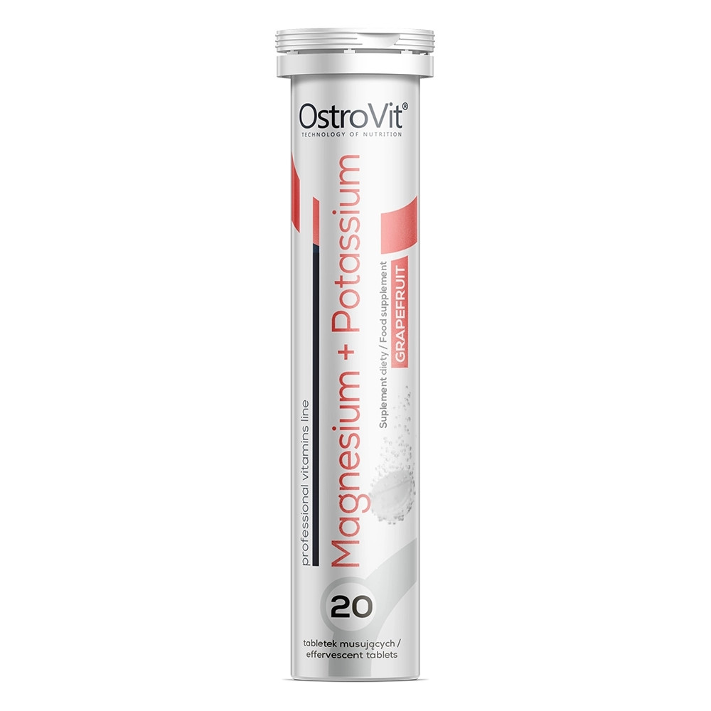 Вітаміни та мінерали OstroVit Magnesium + Potassium, 20 шипучих таблеток Грейпфрут EXP