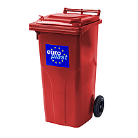 Мусорный бак Europlast пластиковый красный объем 120 л