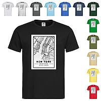 Чорна чоловіча/унісекс футболка New York Light City Map (25-1-9)