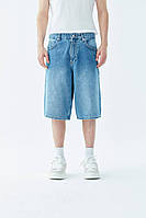 Мужские стильные широкие джинсовые шорты синие багги baggy