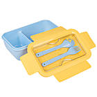 Ланч-бокс Yes Fusion 850 мл з приладдям жовто-блакитний, фото 2