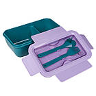 Ланч-бокс Yes Fusion 850 мл з приладдям фіолетово-зелений, фото 2