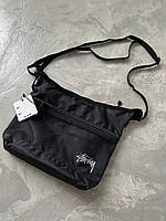 Сумка мессенджер stussy черная прочная через плечо Мужская сумка Стуси стильная для гаджетов документов