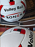 М'яч для волейболу, Ігровий волейбольний м'яч розмір 5 Ручна зшивка Ronex Біло-червоний (2R), фото 8