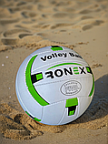 М'яч для волейболу, Ігровий волейбольний м'яч розмір 5 Ручна зшивка Ronex Біло-зелений (2G), фото 10