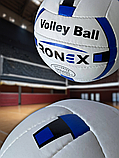 М'яч для волейболу, Ігровий волейбольний м'яч розмір 5 Ручна зшивка Ronex Біло-синій (2B), фото 7