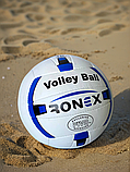 М'яч для волейболу, Ігровий волейбольний м'яч розмір 5 Ручна зшивка Ronex Біло-синій (2B), фото 8