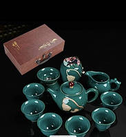 Керамический портативный набор для китайской чайной церемонии в подарочном кейсе на 6 персон