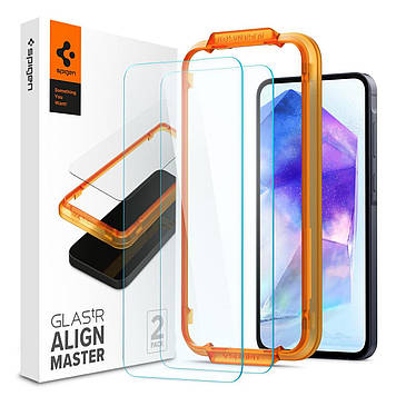 Захисне скло Spigen для Samsung Galaxy A55 - AlignMaster (2 шт), Clear (AGL07775)
