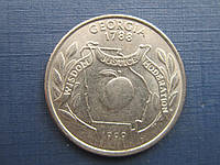 Монета квотер 1/4 четверть доллара 25 центов США 1999 D Джорджия