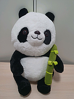 М'яка іграшка панда 45 см з бамбуком, плюшева велика пухнаста мила іграшка на подарунок для дітей