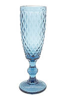 Набор бокалов Blue для шампанского из цветного толстого стекла Helios 6 шт 150 Мл 9021A