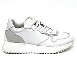 Жіночі шкіряні кросівки білого кольору на шнурівці Sergio Billini 10405-219/2 розмір 36, фото 4