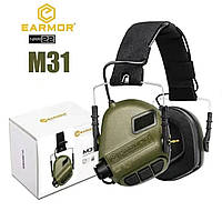 Активные наушники Earmor M31 MOD3 Olive.Тактические, военные наушники с шумоподавлением