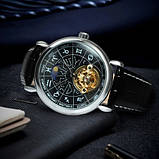 Чоловічий механічний наручний годинник Winner 8271 Silver-Black з автопідзаводом., фото 3