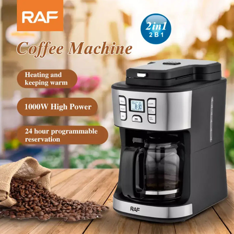 Кофеварка для дома электрическая RAF 110 машина для приготовления зернового кофе 1000Вт кофемашина эспрессо - фото 10 - id-p2177734782