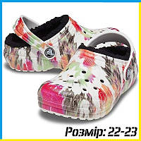 Утеплені Крокси дитячі з хутром Crocs classic Kids модні хутряні теплі крокси, взуття для дітей 22-23 STS