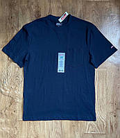 Мужская хлопковая футболка хорошего качества молодежная однотонная футболка синего цвета норма и баттал STS