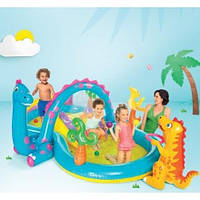 Игровой надувной центр для детей "Планета динозавров" с бассейном, Intex, 57135